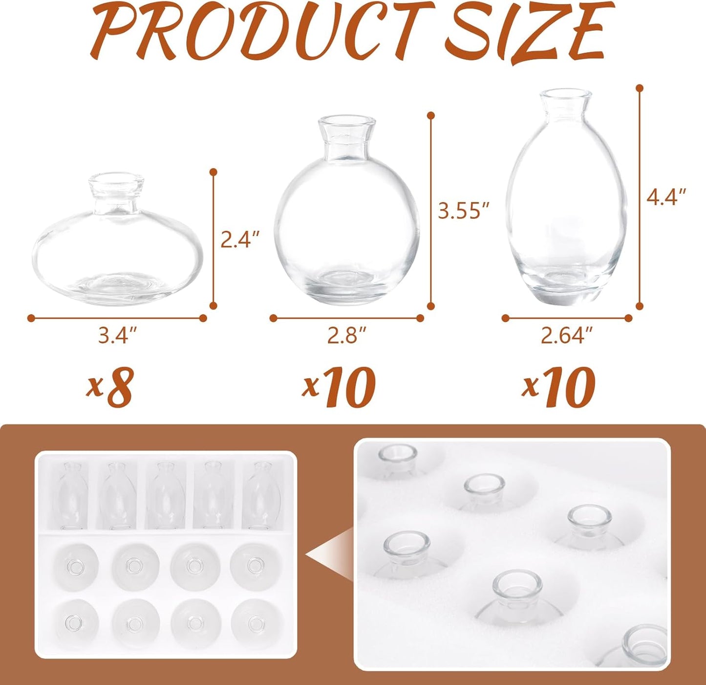 Glass Bud Vase Pcs for Rustic Wedding Centerpieces and Home Decor / Set of 28