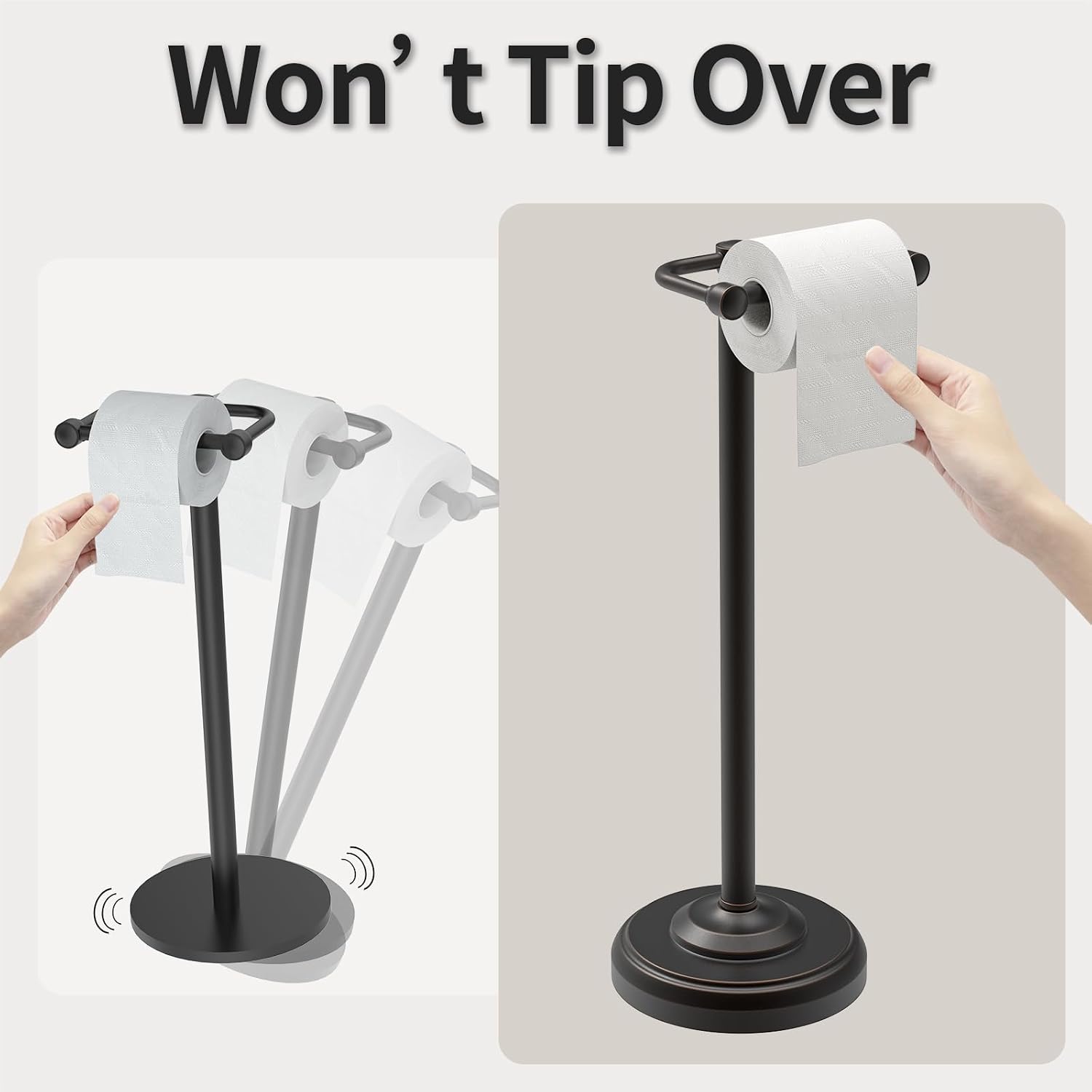Toilet Paper Holder Stand, Freestanding Toilet Paper Holder,Farmhouse Post Pivoting Toilet Paper Stand with Stable