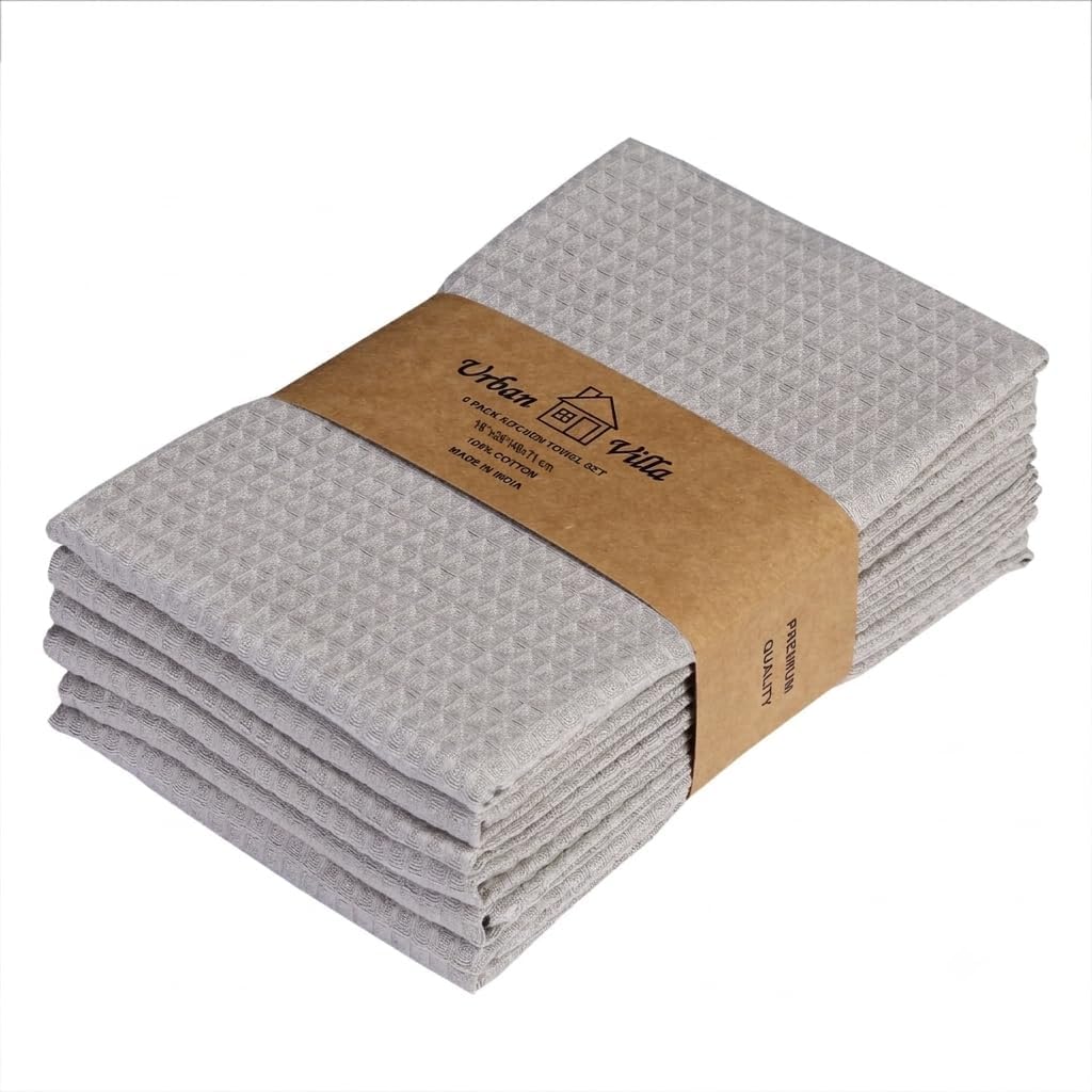 Urban Villa Kitchen Towels Cotton Dish Towels 20”x30” (Set of 6) Smoke