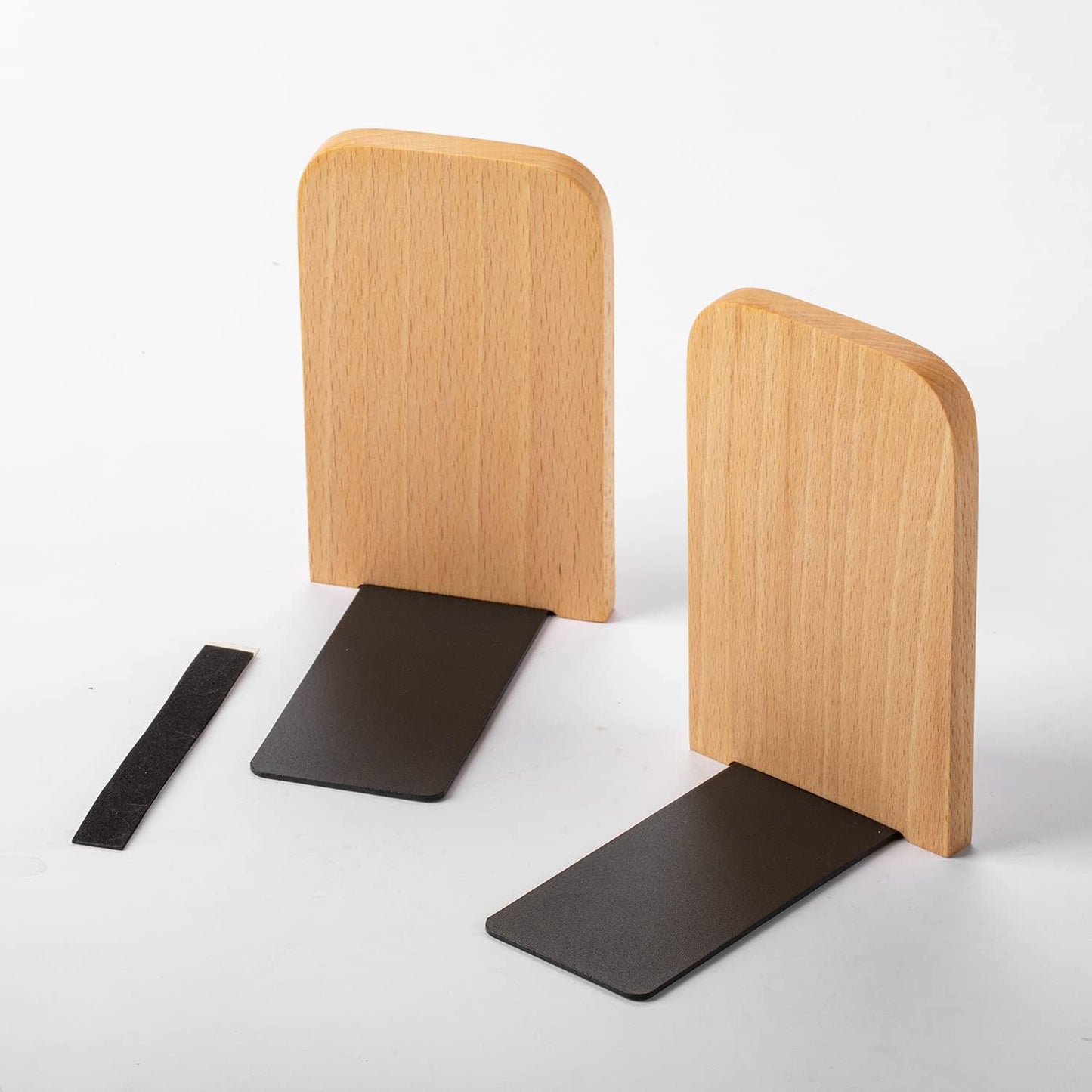 Heavy Duty Wooden Bookend Support for Books and Movies Beech 2 / Beech-2 Pairs