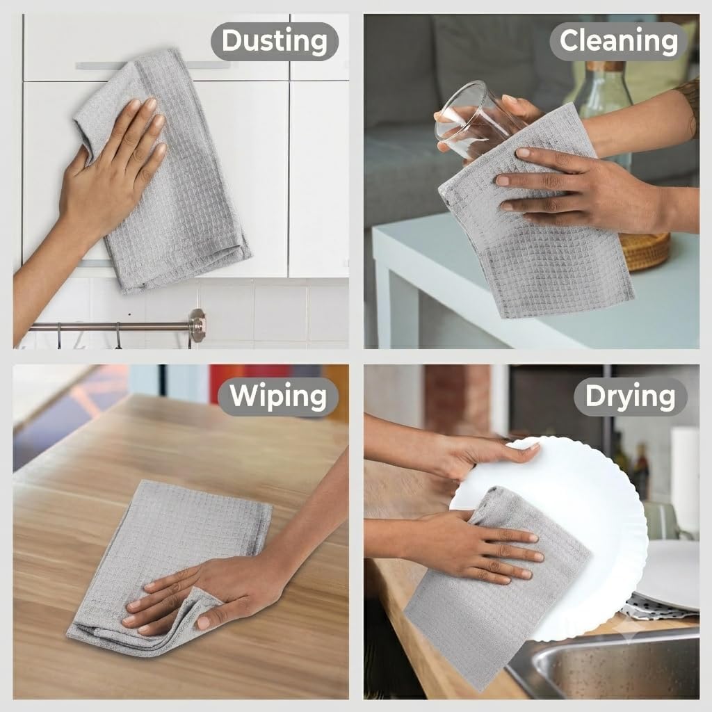 Urban Villa Kitchen Towels Cotton Dish Towels 20”x30” (Set of 6) Smoke