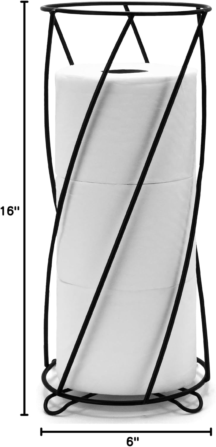 BROOKSTONE, Stylish Toilet Paper Holder, Freestanding Bathroom Tissue Organizer, Minimalistic Storage Solution, Modern