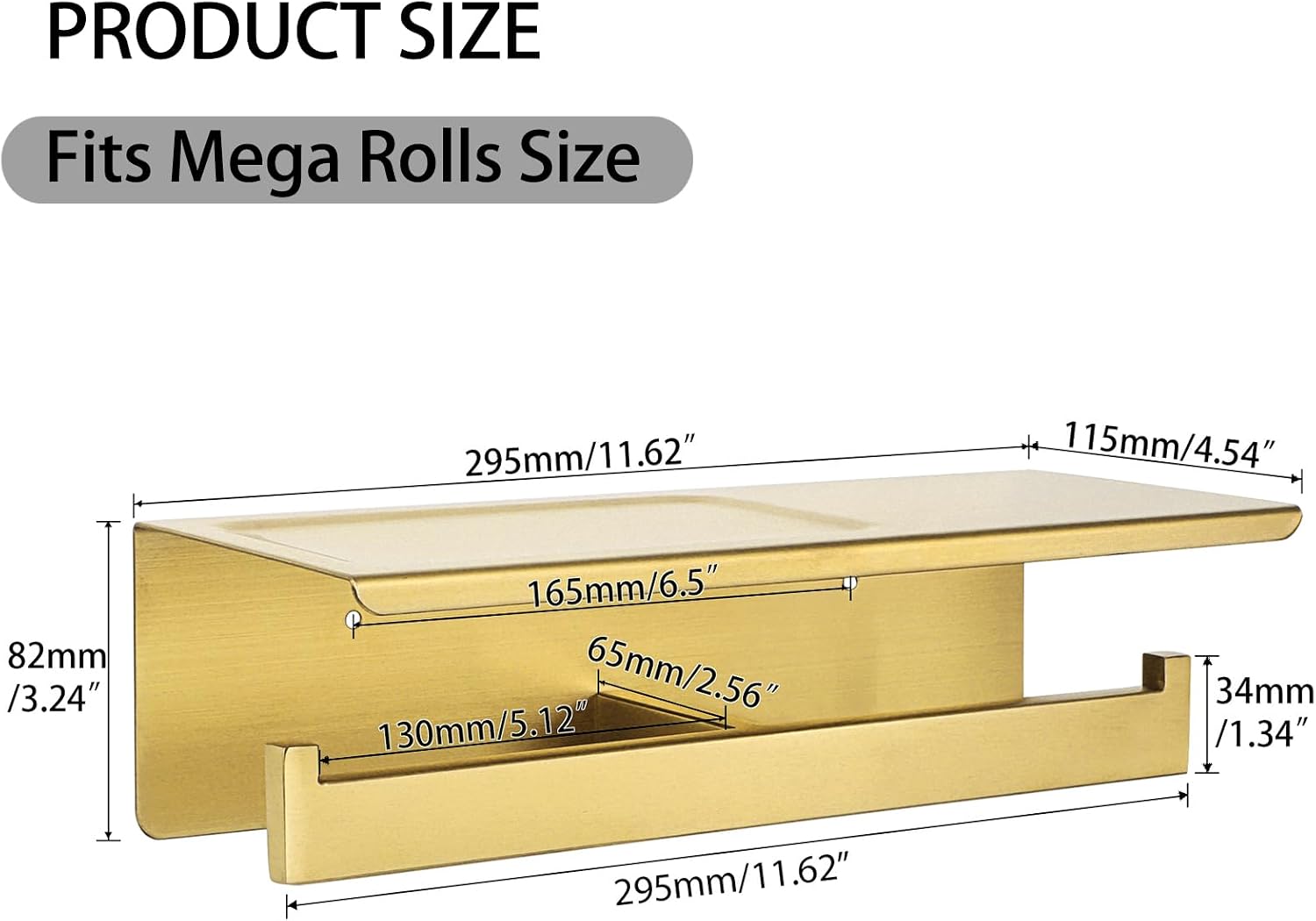Alise Gold Double Toilet Paper Holder with Shelf,Self Adhesive or Drilling | Bathroom Tissue Holder Wall Mount,SUS304