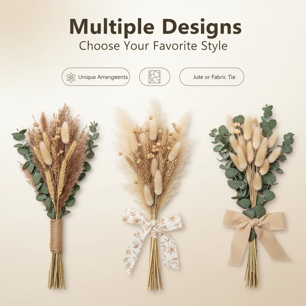 Pampas Grass & White Pampas Grass for Boho Baby Shower / Brown / Set of 350