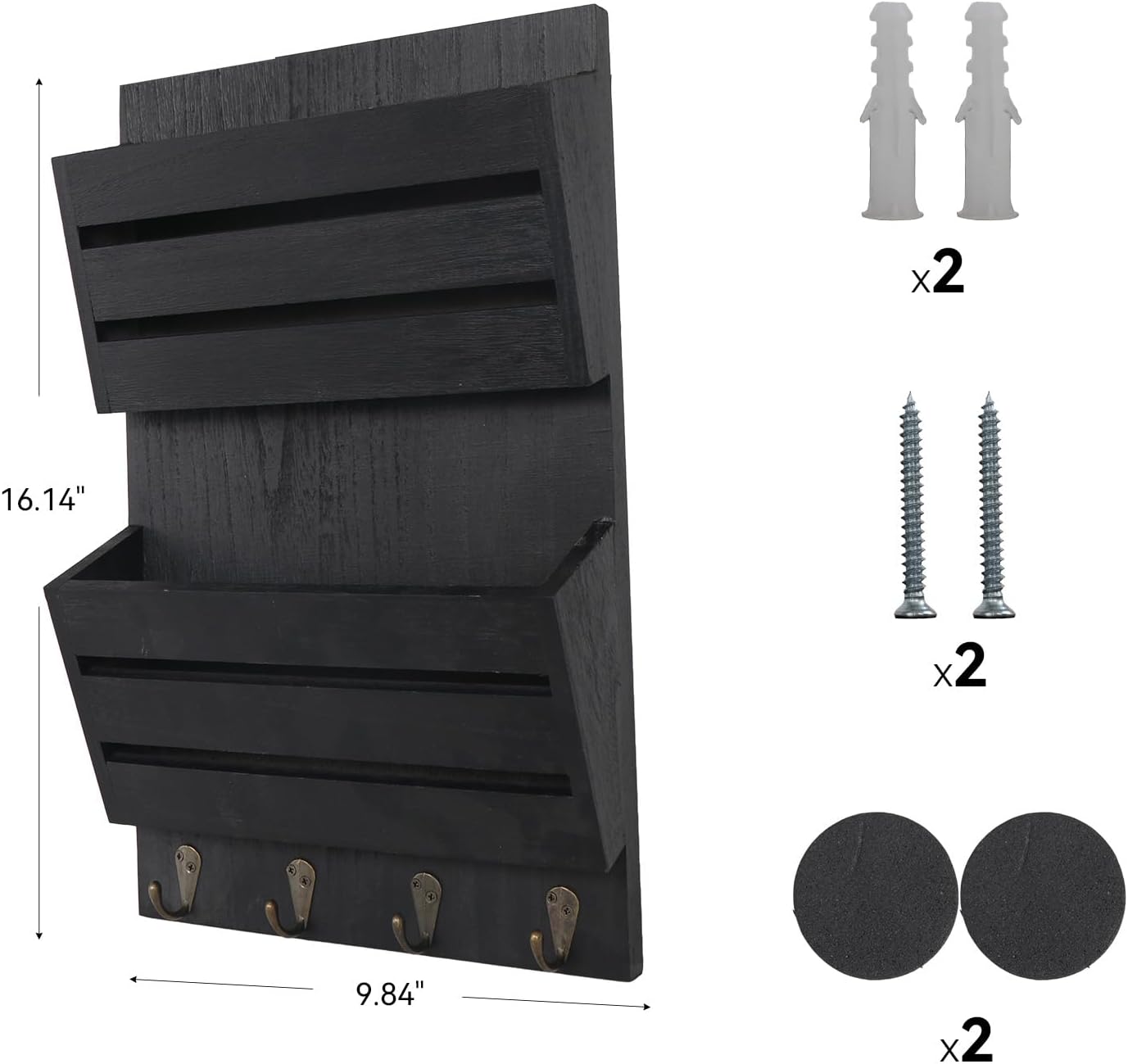 Rustic Wooden Hanging Mail Sorter Farmhouse Key Holder