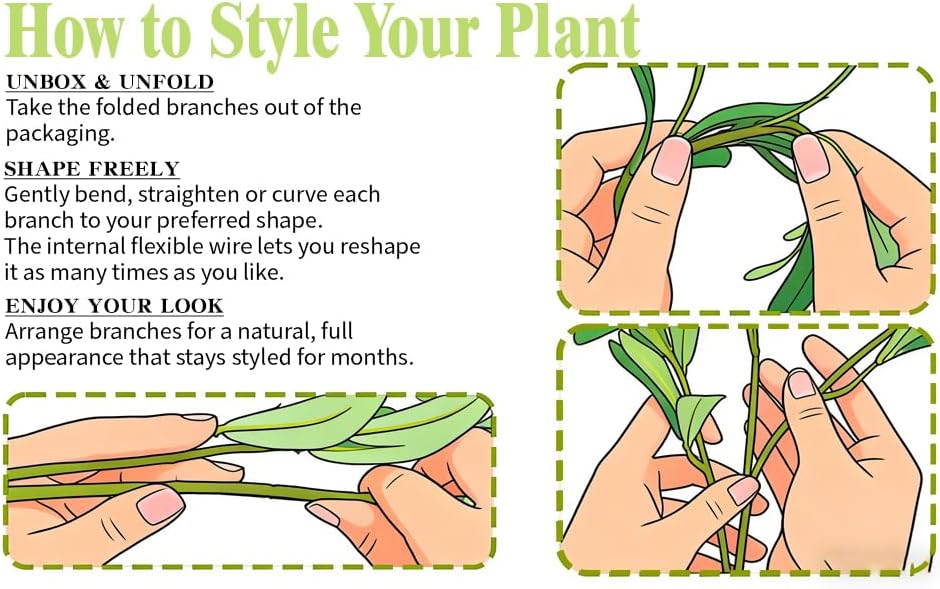 Artificial Olive Branches in Pot / Potted Olive / White