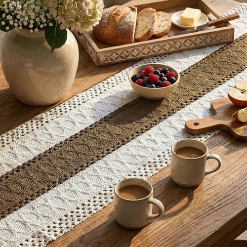 Artoid Mode Coffee Farmhouse Rustic Table Runner 12x48 Inch