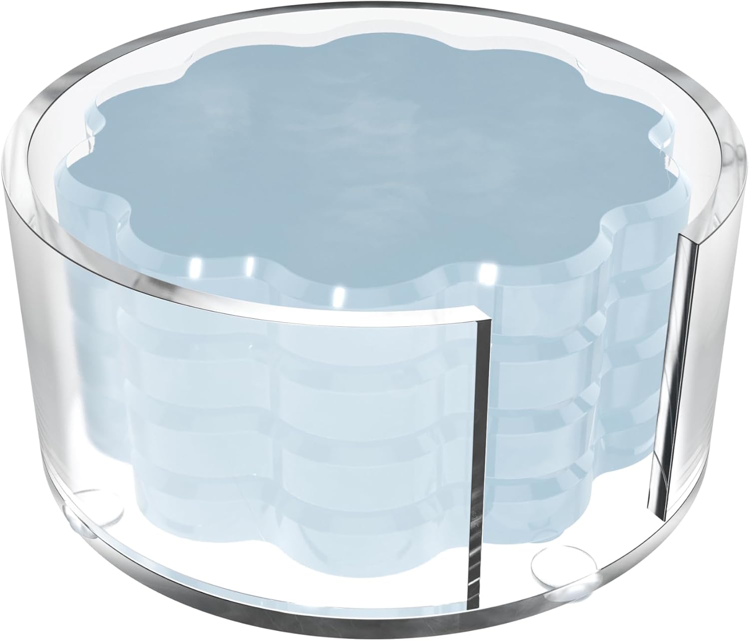 Holder / Scalloped Acrylic Drink Coaster Set 4‑Pack / Light Blue
