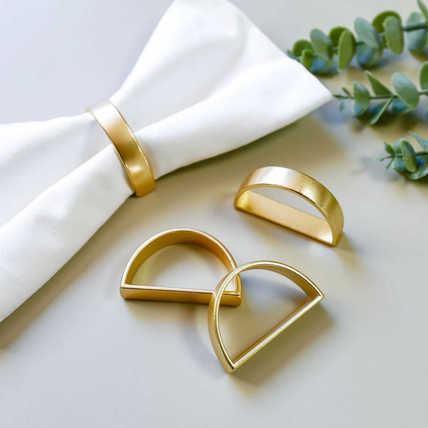 Cuff Brushed Gold Napkin Rings Set of 20, Modernist Napkin Ring Holder for Wedding, Banquet, Metallic Adornment for