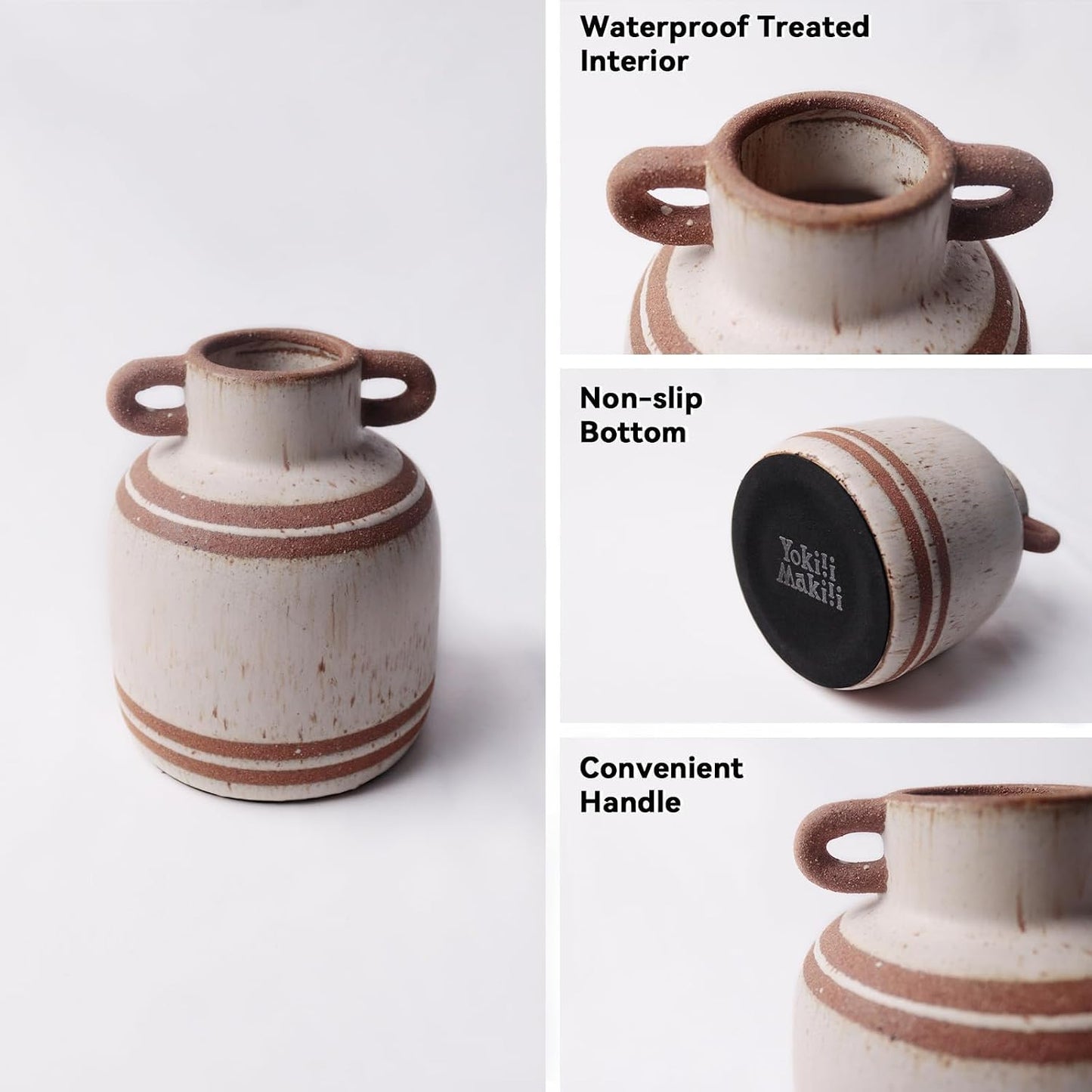 Ceramic Rustic Farmhouse Vase / 5.9 Inch-2 / 5.9 Inch