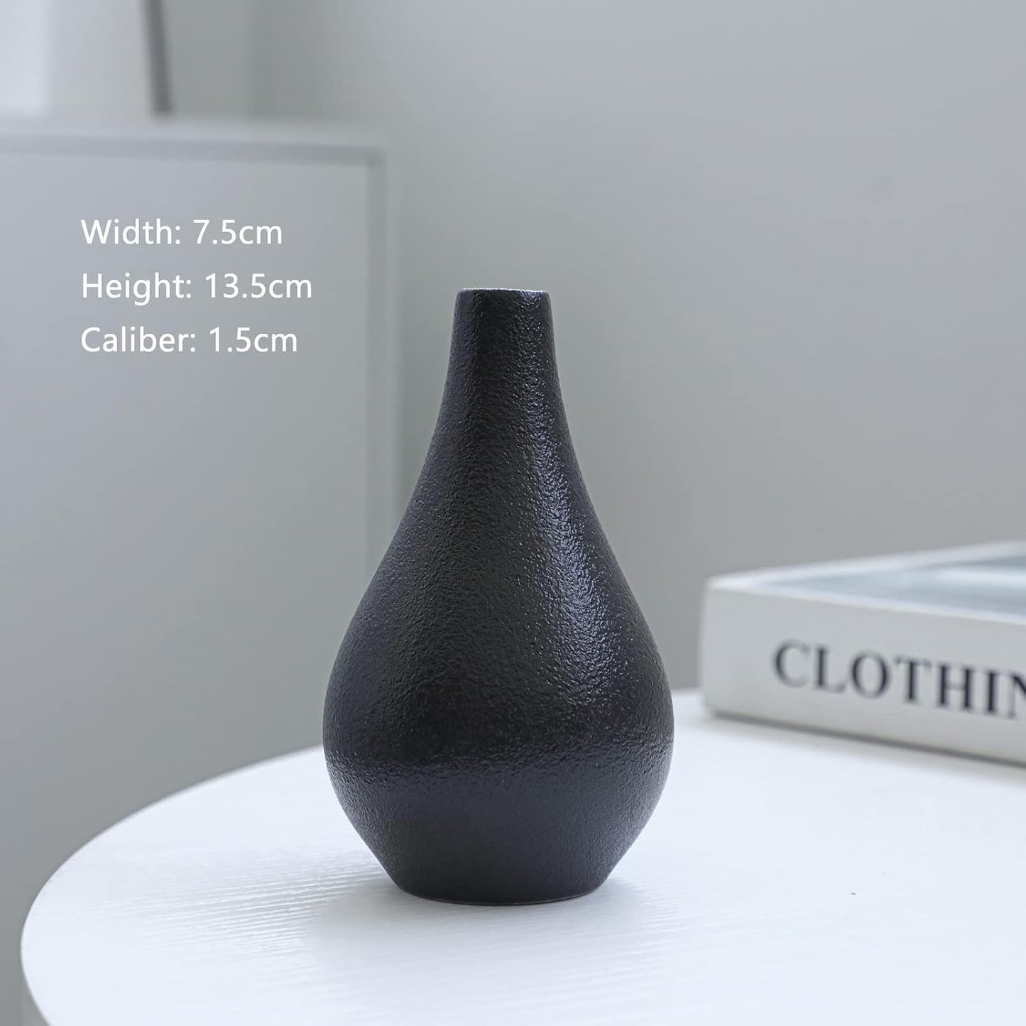 Ceramic Vase / Mini Decorative Vases for Rustic Weddings & Home Decor / Black / Set of 5