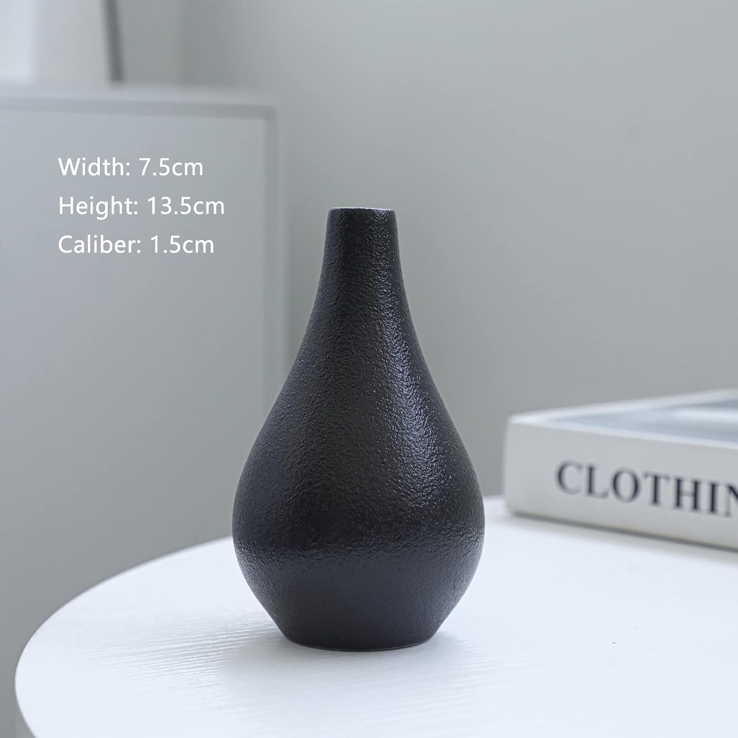 Ceramic Vase / Mini Decorative Vases for Rustic Weddings & Home Decor / Black / Set of 5