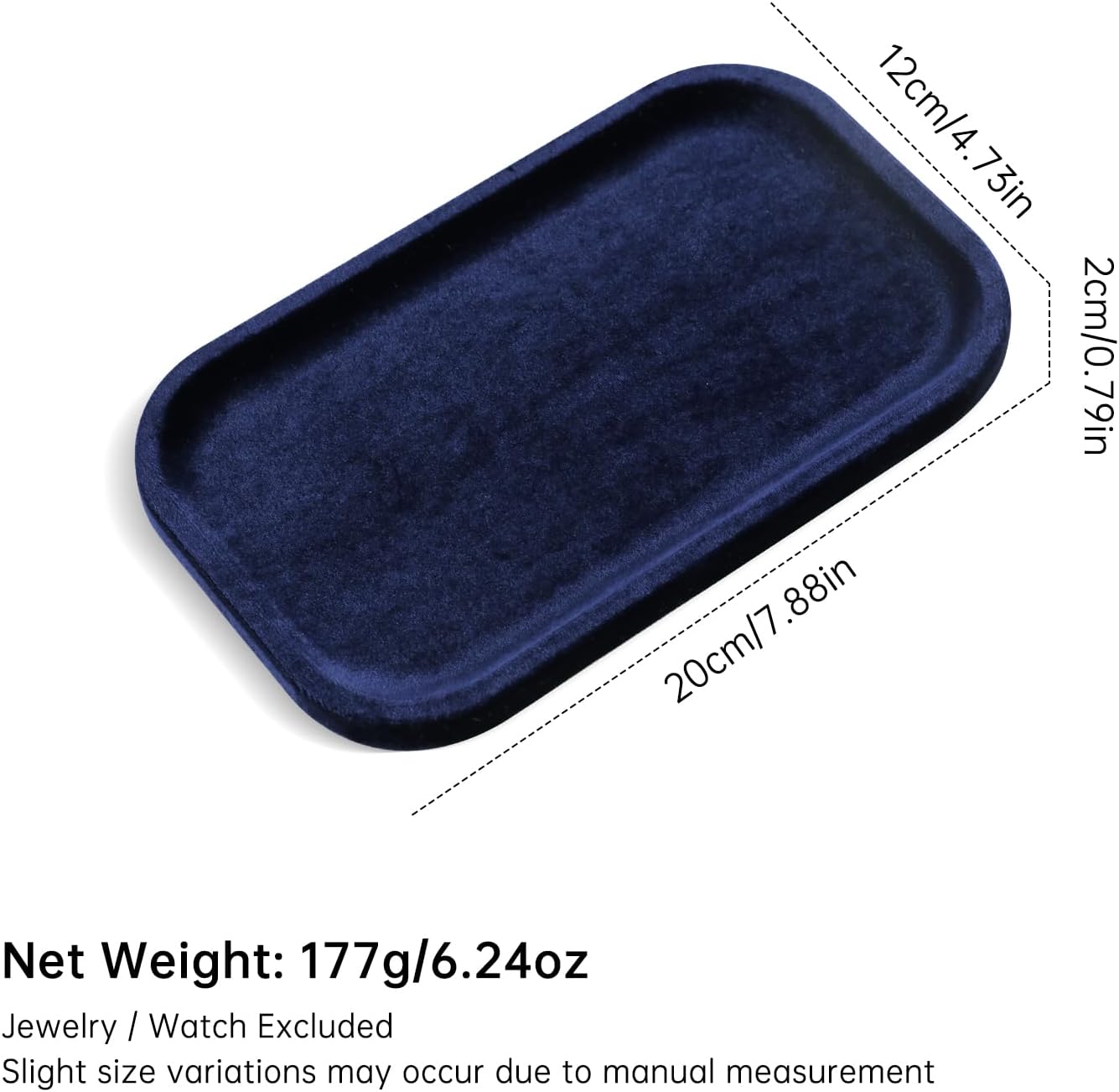 Resilient Velvet Jewelry Display Tray for Ring Earrings Bracelet Necklace / Dark Blue / 7.9 x 4.7