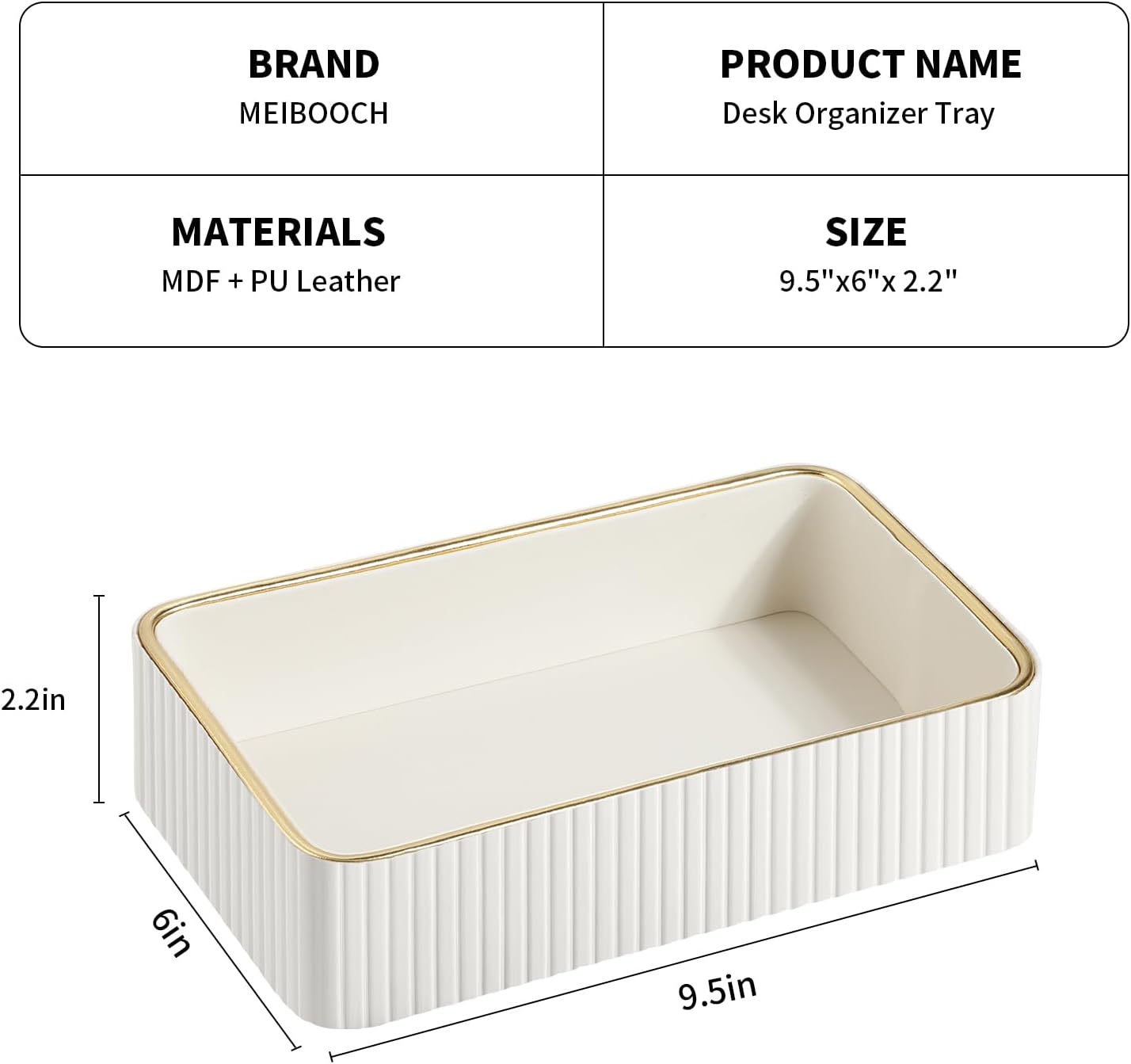 Desk Organizer Tray / Ivory / 9.5 x 6 x 2.2