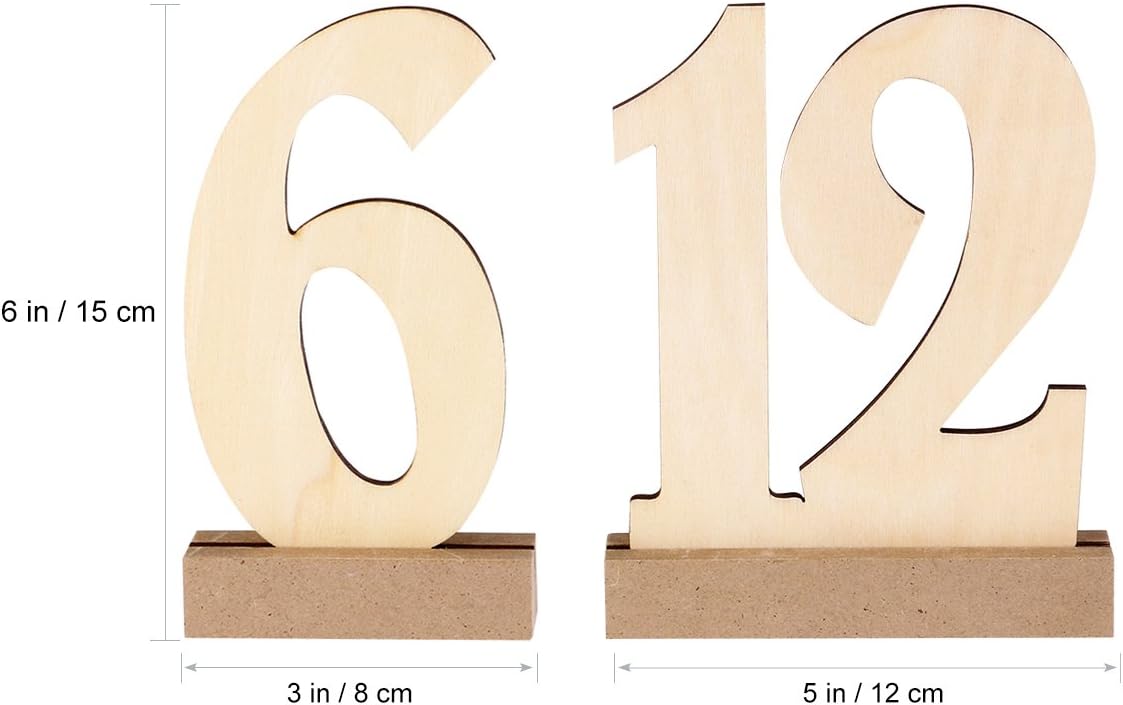 ROSENICE 20pcs 1-20 Wooden Wedding Table Number Holders