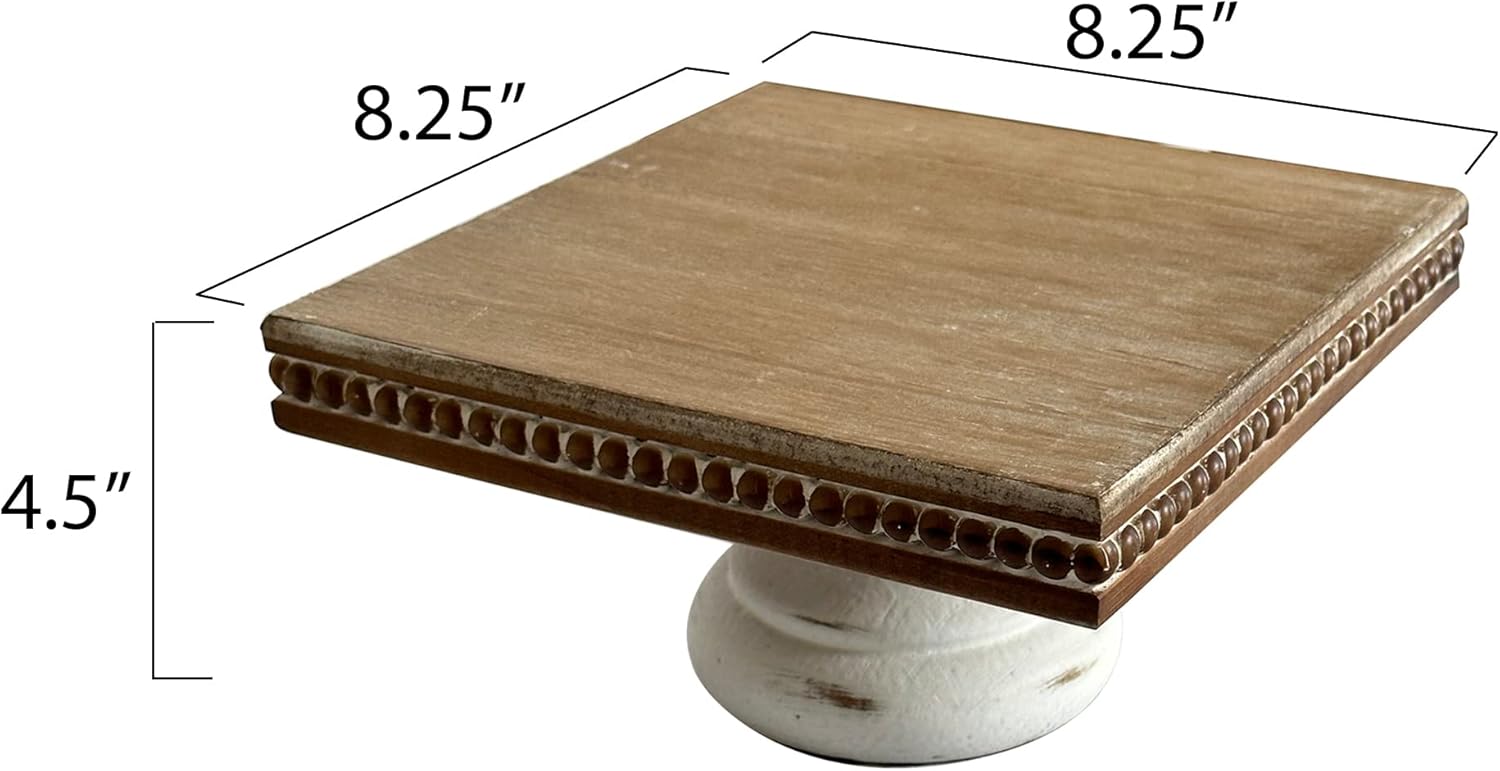 Shabby Chic Pedestal Tray Decor / White / 8.25 Inch