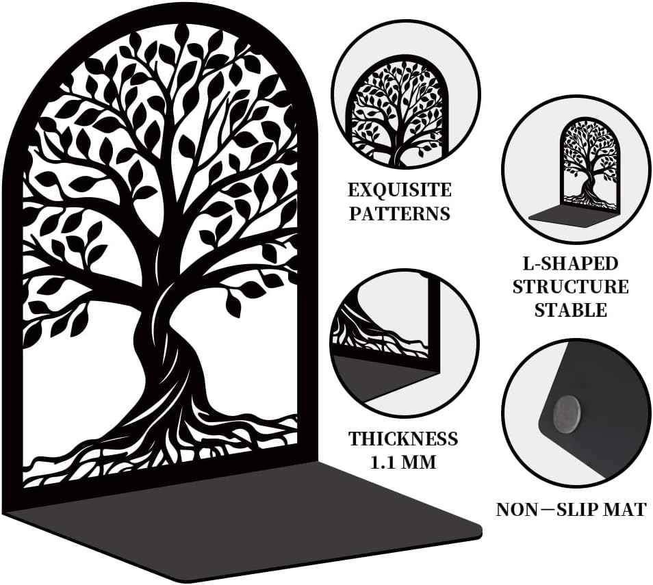 Trees Metal Bookends for Desk / Tree / Black