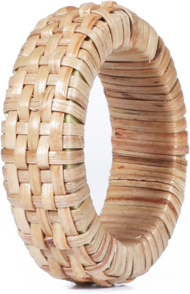 Napkin Holder / Rattan Napkin Rings / Beige / Set of 24