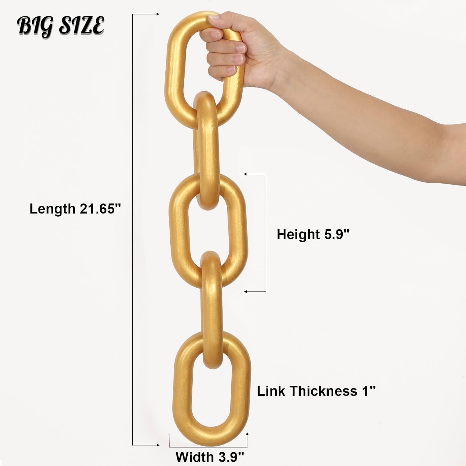 Golden Wood Chain Link Decor / Gold / 22"D x 3.9"W