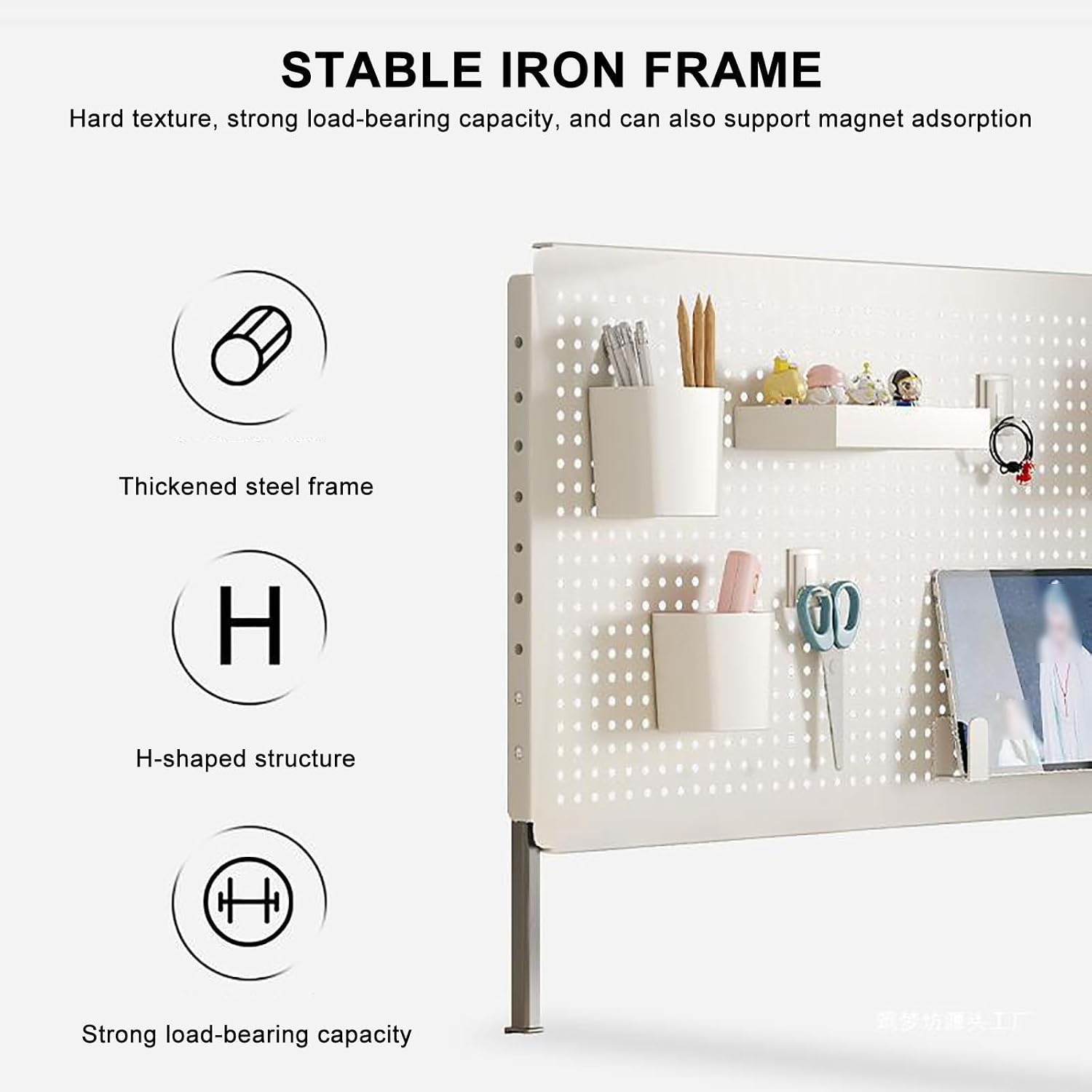 Clamp on Desk Extender Clamp-on Desk Pegboard, Privacy Panel for Desk, Magnetic Metal Peg Board with Accessories