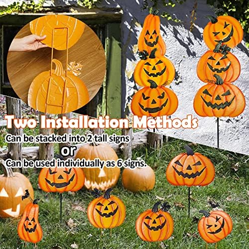2 Pack Halloween Yard Decoration Stakes, Trick or Treat Happy Halloween Yard Signs for Halloween Outdoor Decor