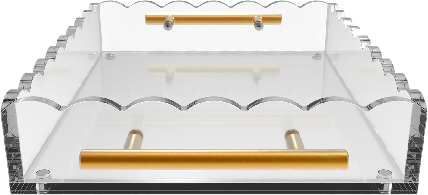 Rectangular Scalloped Acrylic Tray / Bronze / 10 x 12