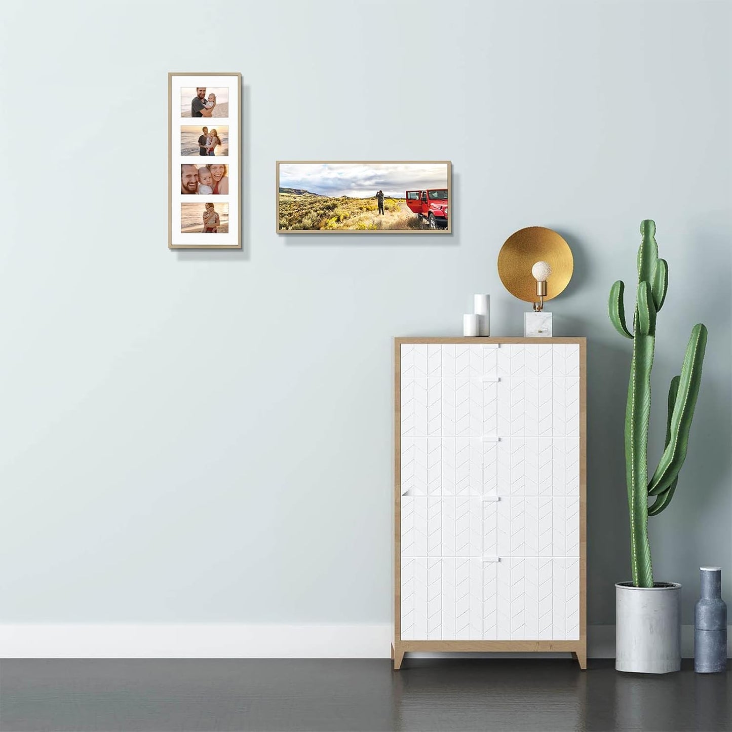 Golden State Art 8x20 Collage Frame w/Mat for 4 4x6 Photos Gold 2 Pack | Aluminum Picture Frame with Real Glass Front