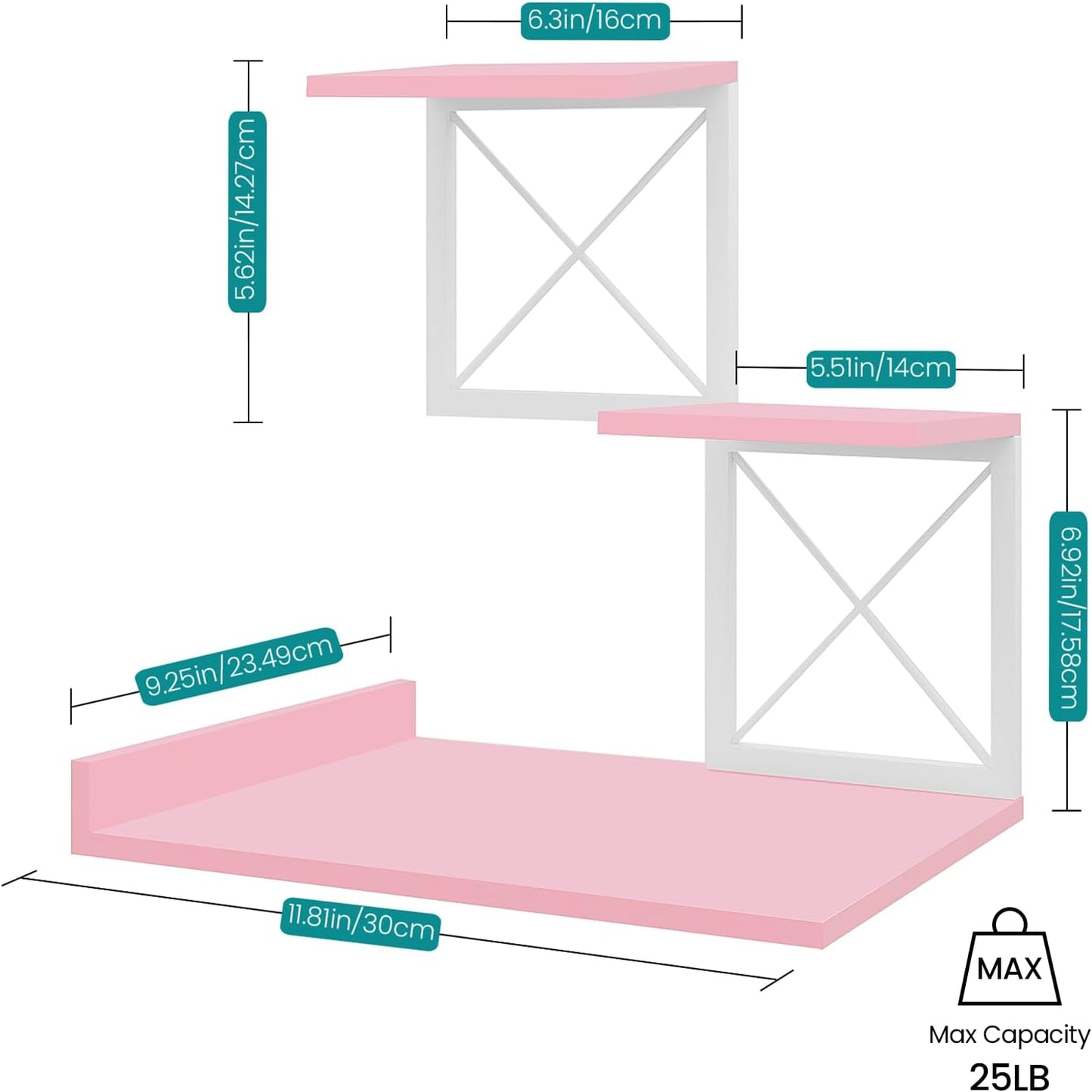 3 Tier Wooden Desk Supplies Organizers / Pink