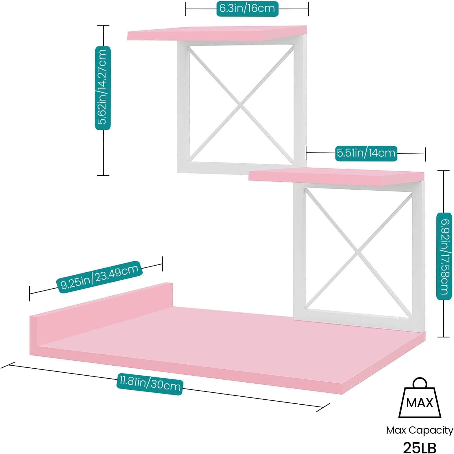 3 Tier Wooden Desk Supplies Organizers / Pink