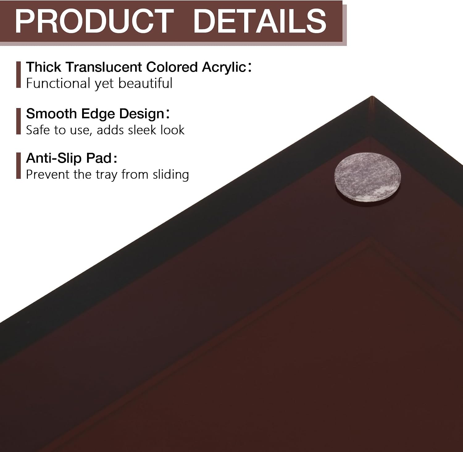 Acrylic Tray 5mm Thicken for Vanity Makeup / Amber / 12 x 6 x 1.2