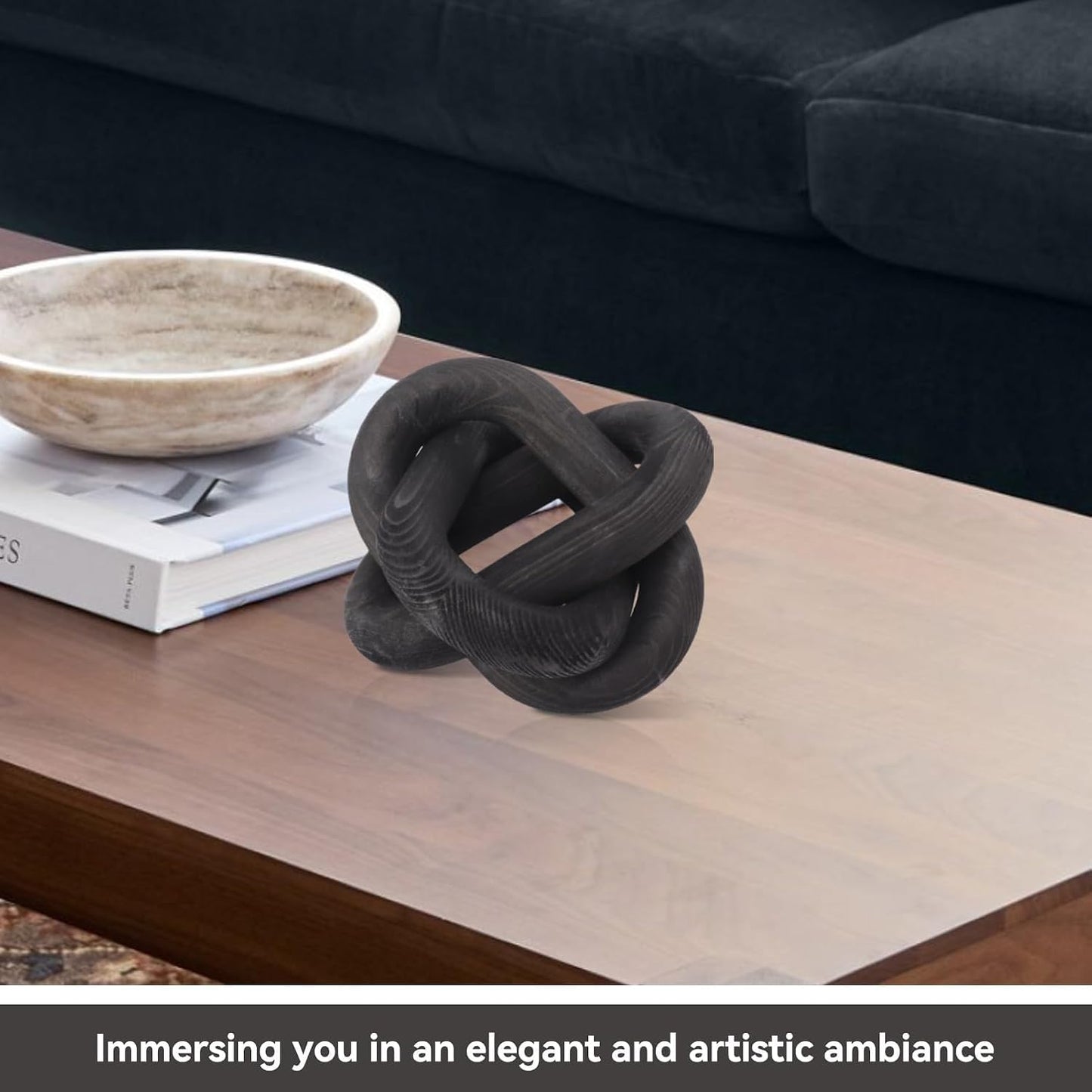 3 Link Decor Wood Knot Wooden Chain Link Decorations Hand Carved Decorative Wooden Knot for Coffee