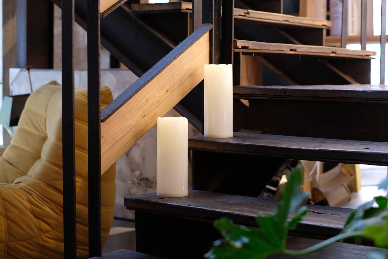 NONNO&ZGF 4X10'' Large Outdoor IP44 Warm White LED Rainproof Waterproof Candles, Huge Flameless Battery LED Pillar