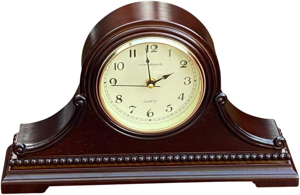Mantel Clocks, Battery Operated, Silent Wood Table Clock with Westminster Chimes On The Hour, Solid Wooden Shelf