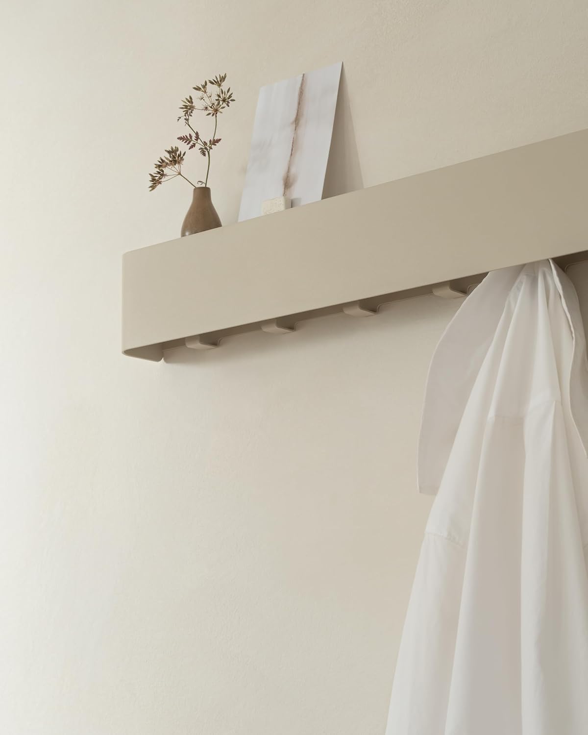 Kazai. Coat Rack Wall Mount with Shelf 'Tone' | Modern Design Coat Hanger with Hidden Hooks and Storage | Hat Rack with