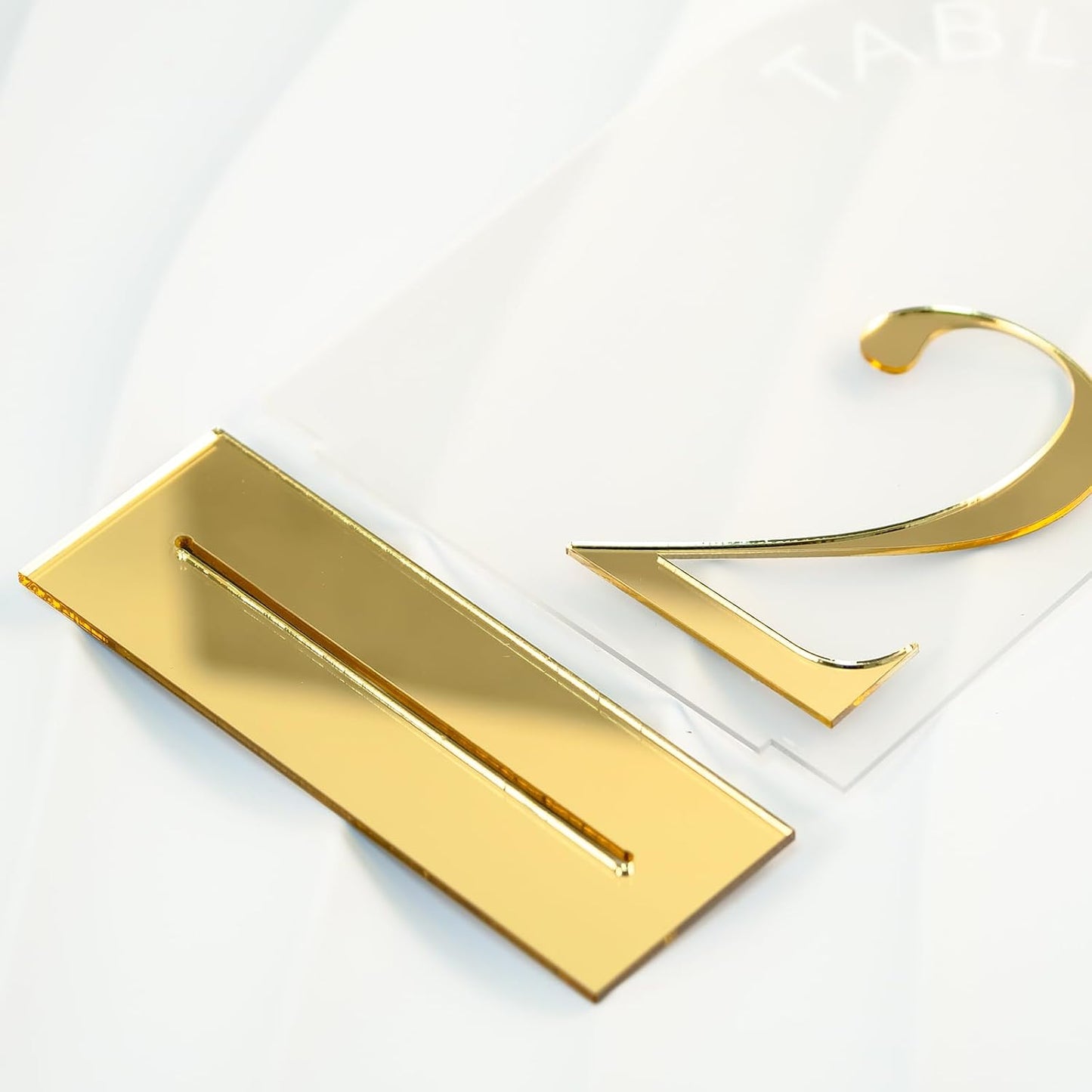 Frosted Arch Wedding Table Numbers 1-15, Gold Numbers and Stands | 15 Pack 5x7 Inch Frosted Arch Acrylic Sign with