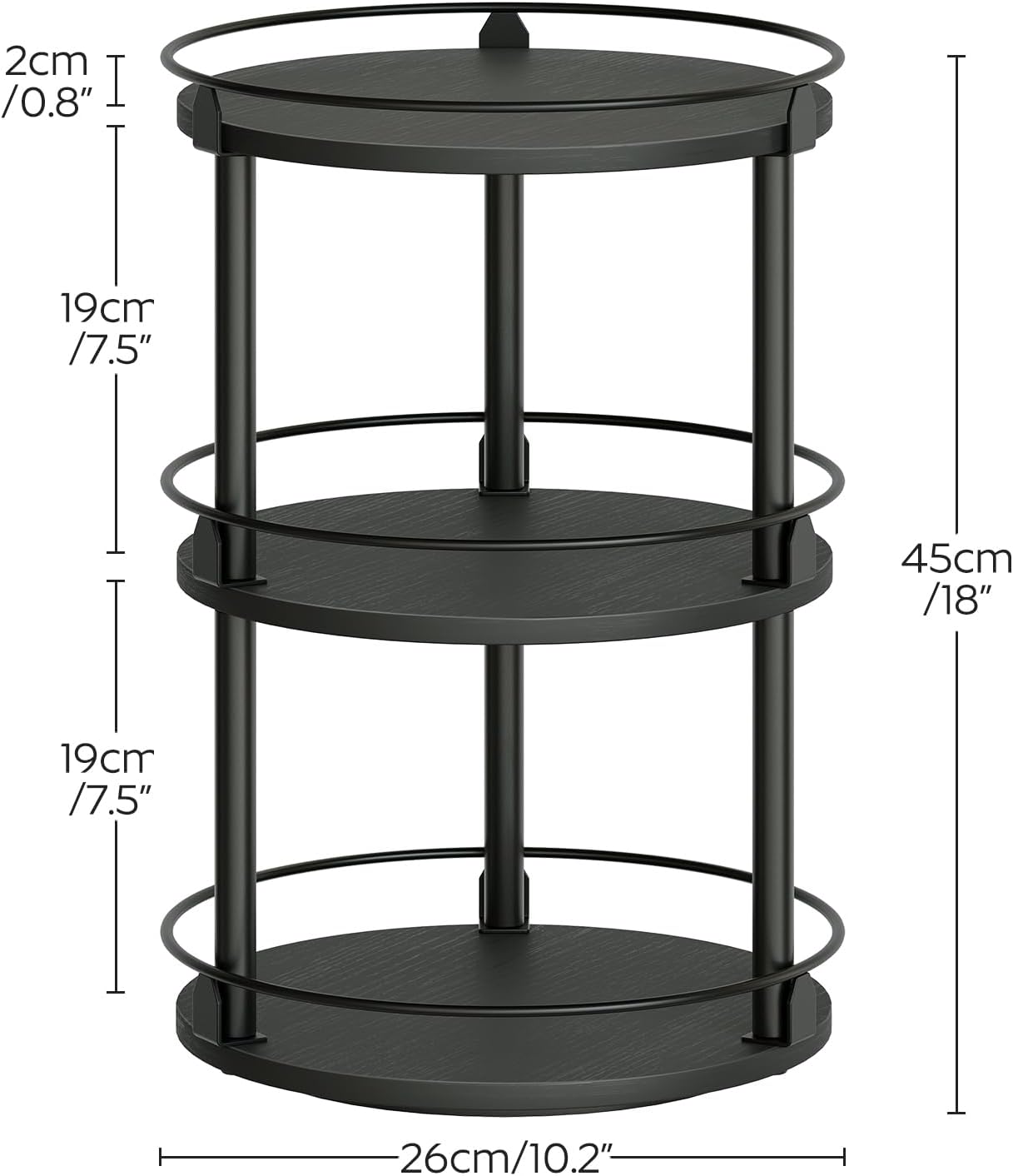 3-Tier Lazy Susan Organizer, Rotating Spice Rack, Spinning Organizer, Industrial Turntable Spice Rack Organizer for