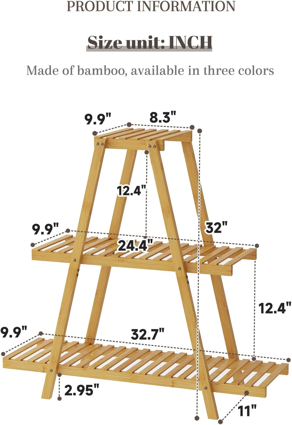 STDDRE Plant Stand For Indoor Outdoor Tiered Plant Shelf 3 Tier 8 Potted Bamboo Flower Holder Ladder Rack For Multiple