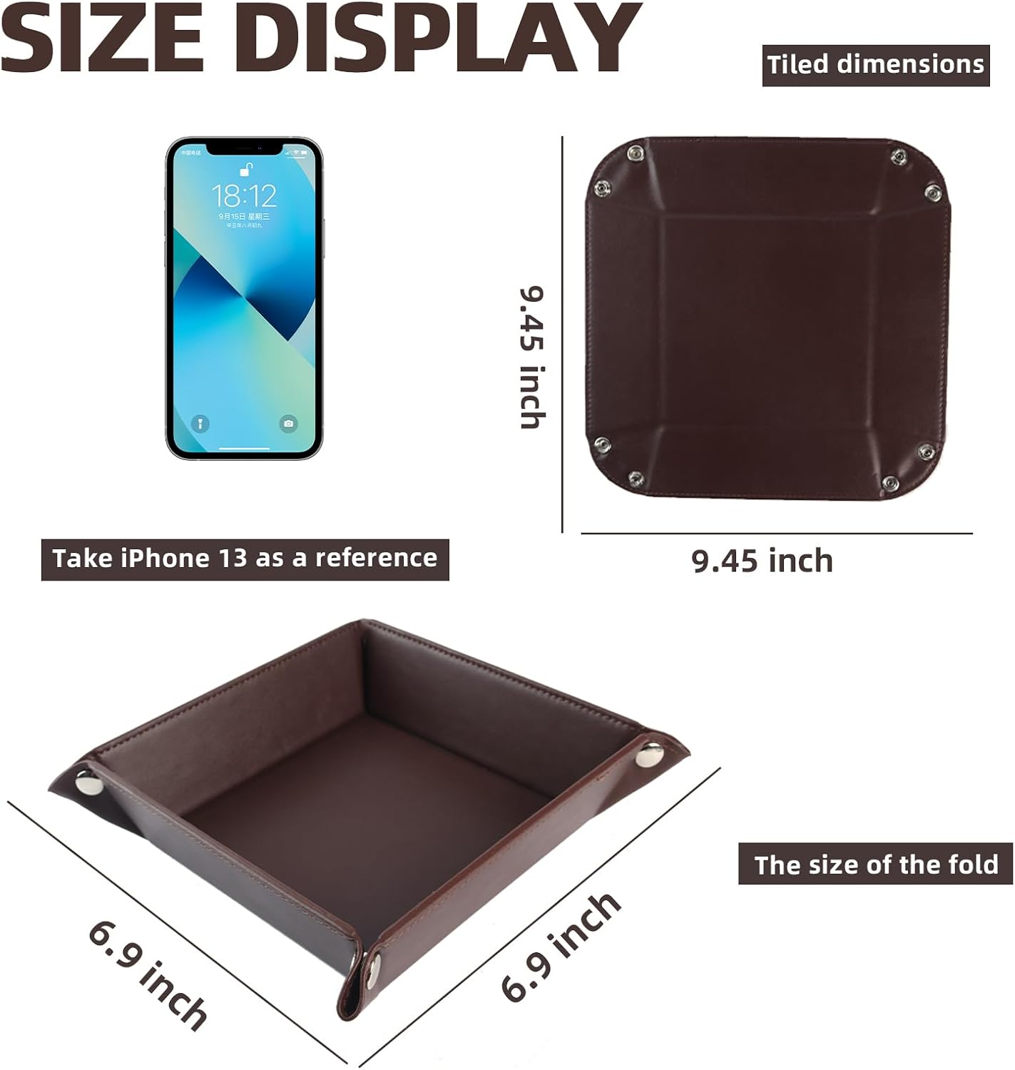 Valet Tray for Men Women / Dark Brown Square / Set of 2