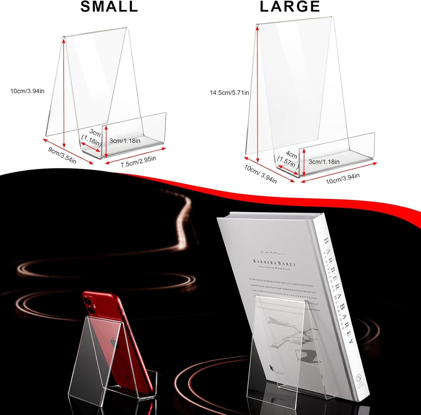 Acrylic Book Display Stand Tablet Holder Easel Holder for Displaying Pictures / Large / Set of 12