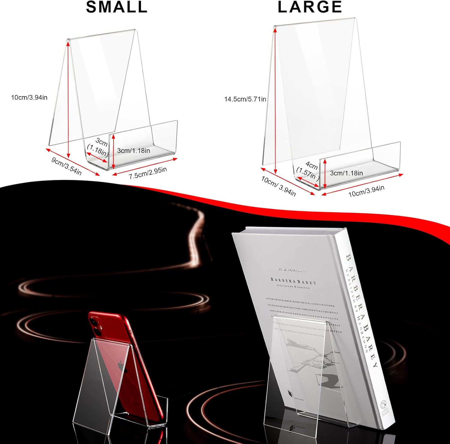 Acrylic Book Display Stand Tablet Holder Easel Holder for Displaying Pictures / Large / Set of 12