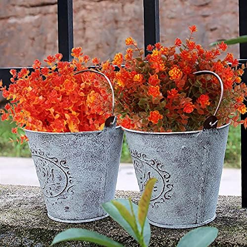 RECUTMS Artificial Fall Mums Outdoor Flower UV Resistant Fake Plastic Plant
