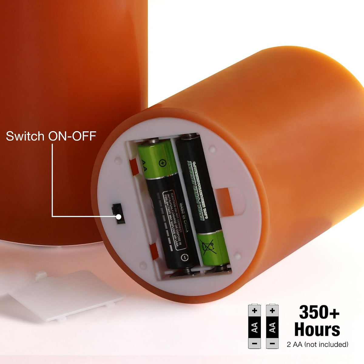 Burnt Orange Fall Halloween Flameless Pillar Candles with Remote Set of 3 | Flickering LED Wax Candles, 2 AA Battery