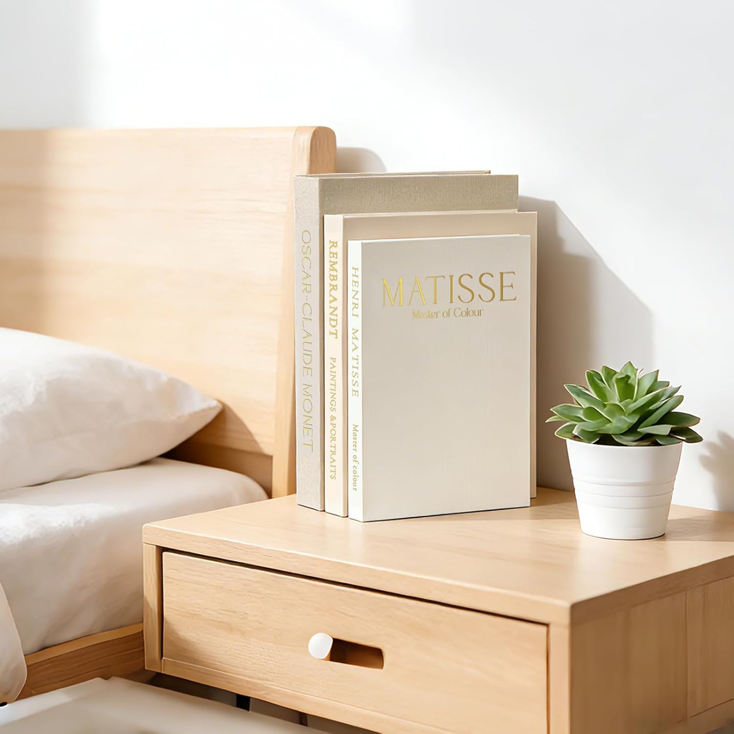 Linen Faux Books / Taupe / Beige / White / Set of 3