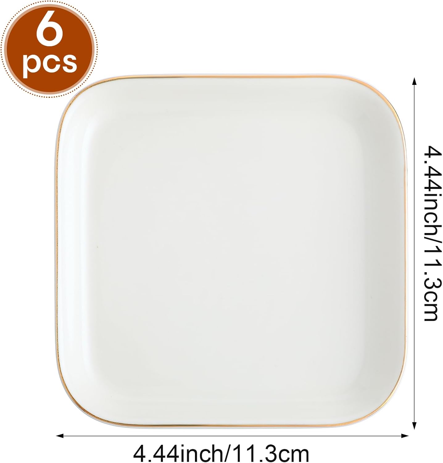 Ceramic Jewelry Tray in Ring Holder Trinket Dish / Square / White / 4.5 Inch / Set of 6