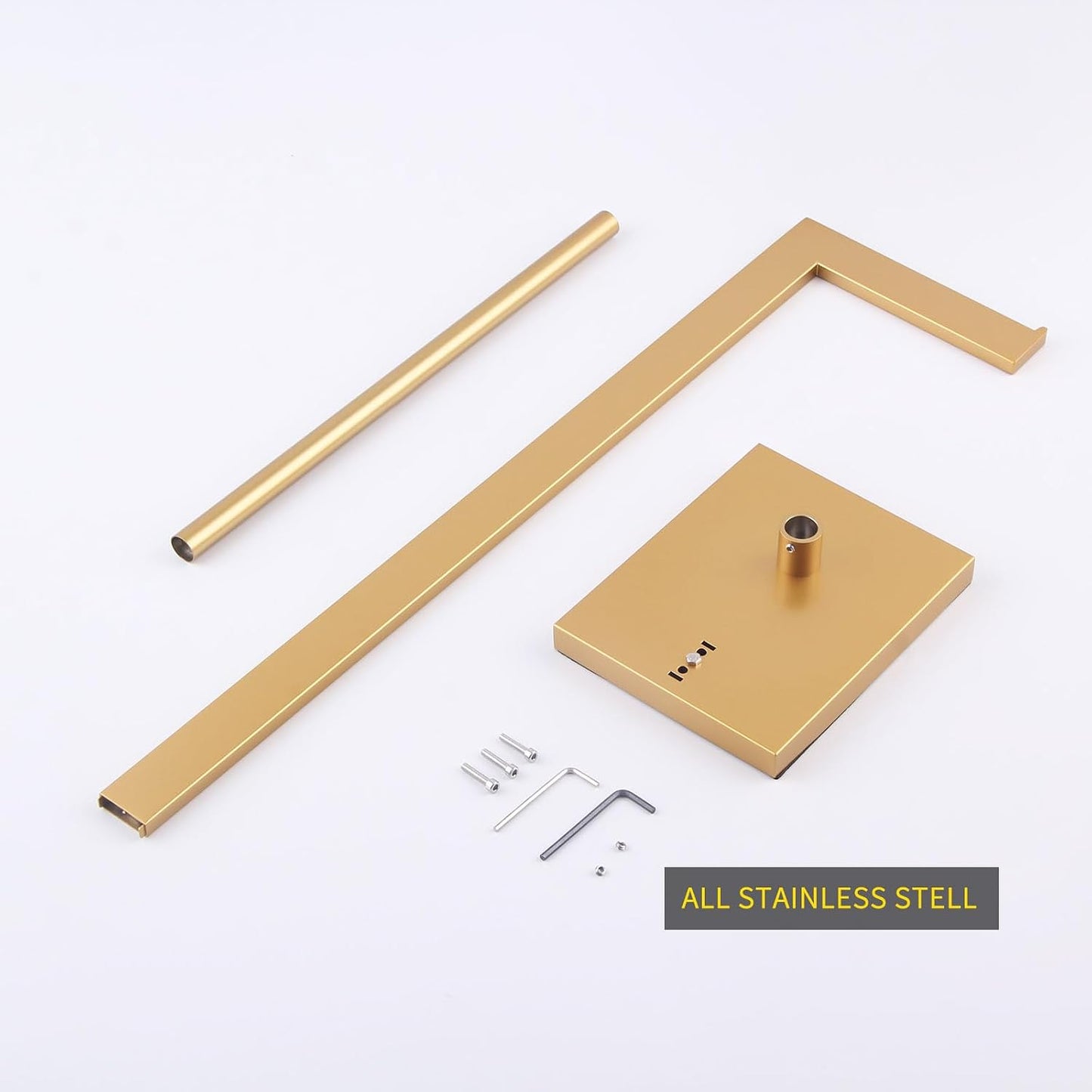 GERZWY Gold Toilet Paper Holder Free Standing with Reserve Stainless Steel Tissue Roll Holder Floor Stand Storage