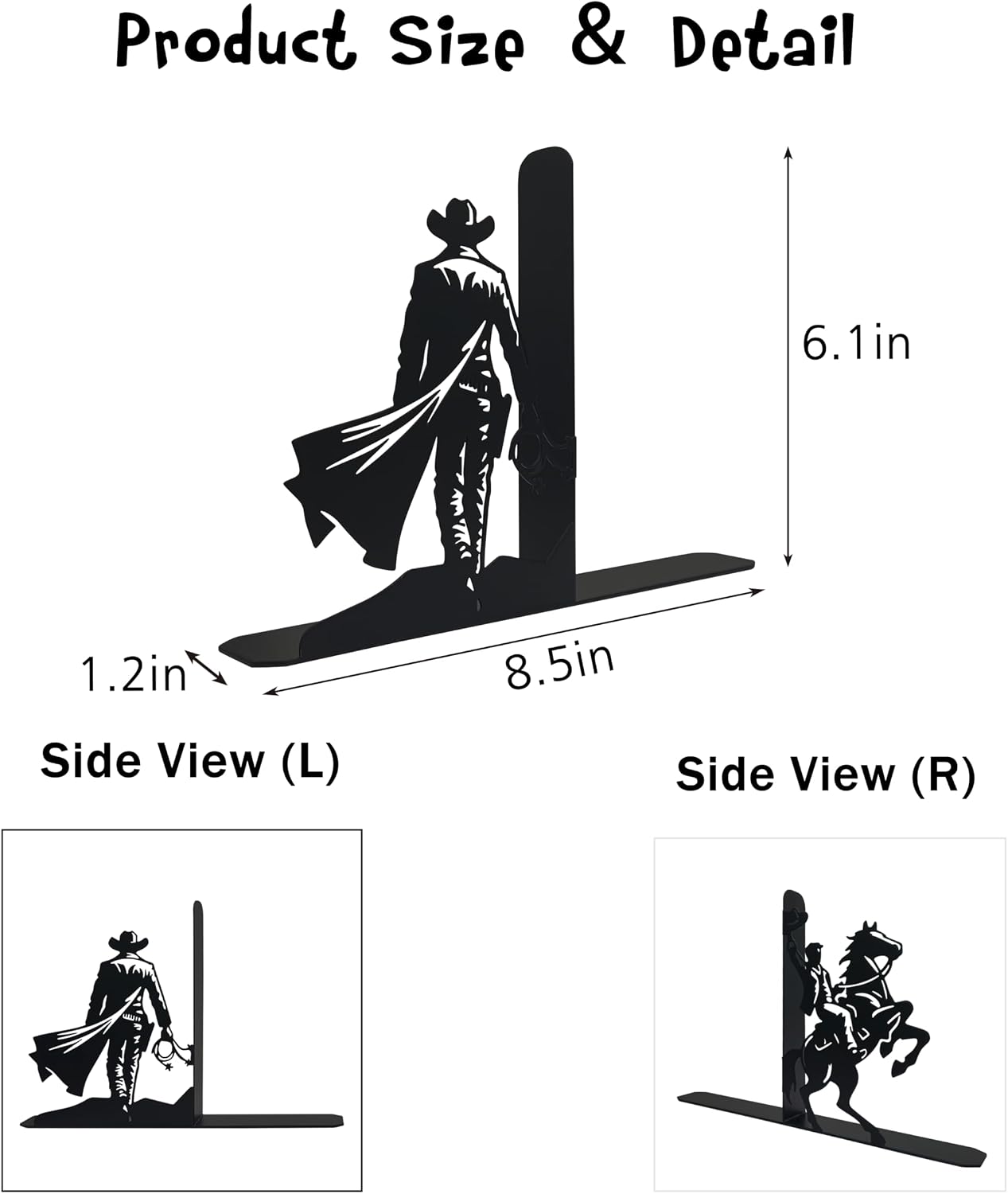 Western Cowboy Metal Bookends