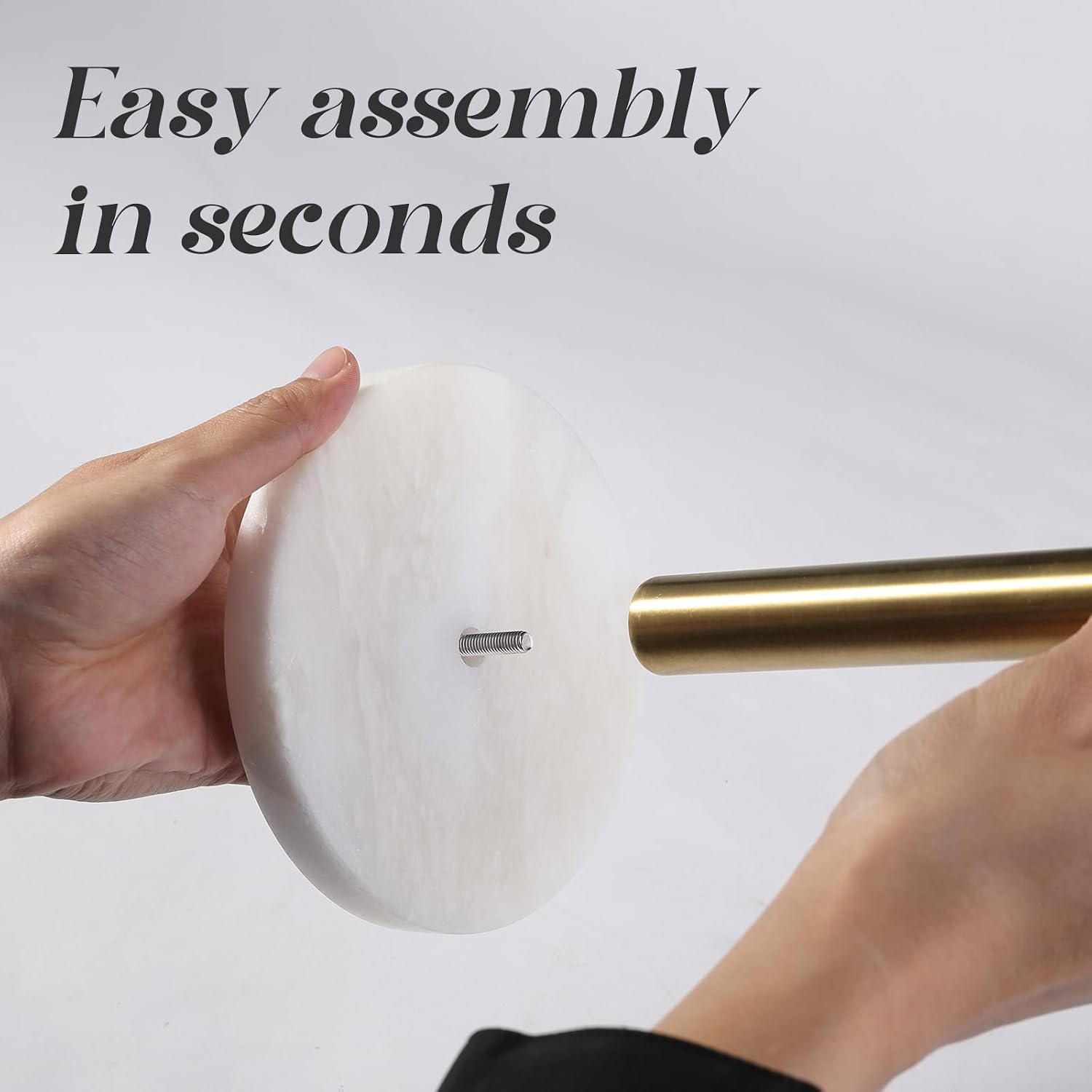 African Genuine Marble Paper Towel Holder Countertop, 6" Stone Base Gold Rod Paper Towel Holder Stand for Kitchen