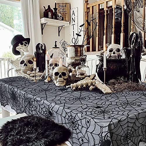 Halloween Tablecloths Black Lace Tablecloth 2 Pack 54x72 inch Spider Cobweb