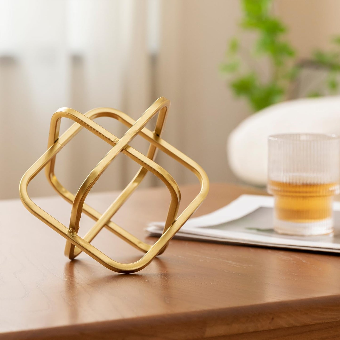Modern Square Decorative Sphere / Gold Square-5.5in