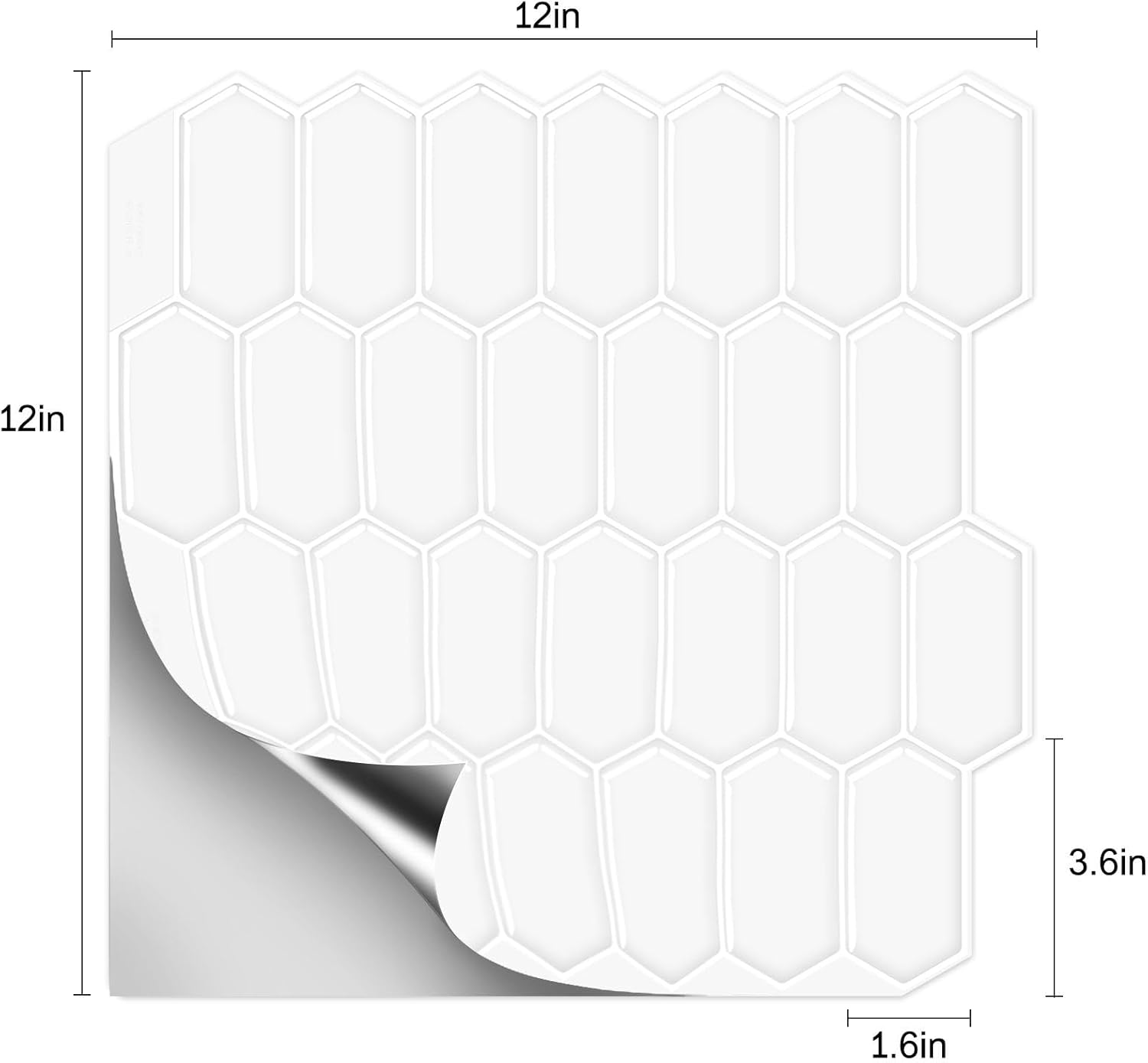 3D Waterproof Self-Adhesive Wall Tile Stick on Backsplash / White